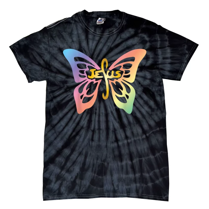 Faith Cross Christian Butterfly Words Jesus Inspirational Tie-Dye T-Shirt