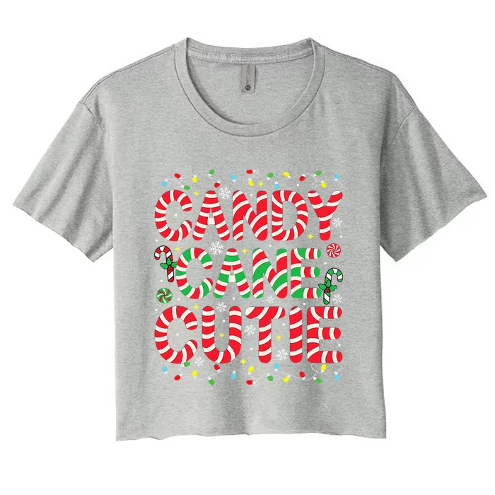 Funny Christmas Candy Cane Lover Crew Xmas Candy Cane Cutie Women's Crop Top Tee