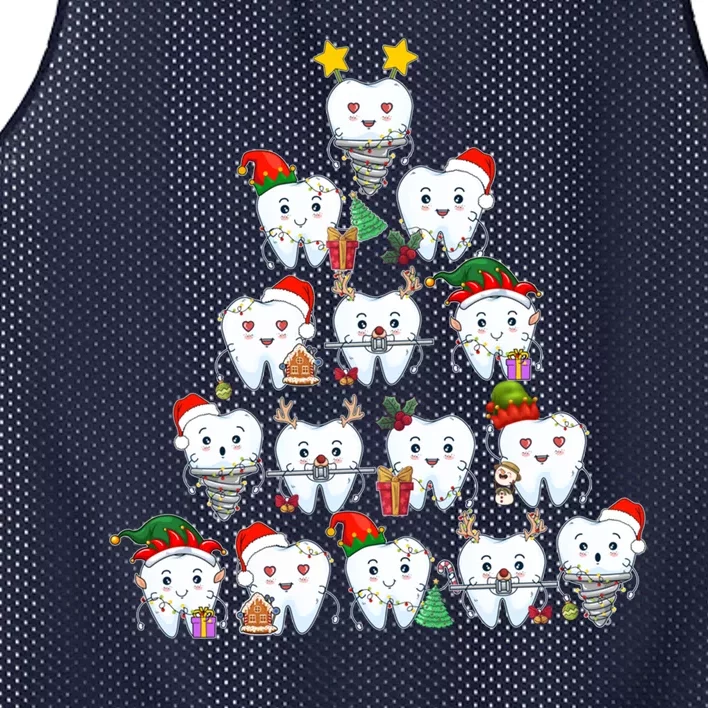 Funny Cute Christmas Dentistree Tooth Tree Mesh Reversible Basketball Jersey Tank