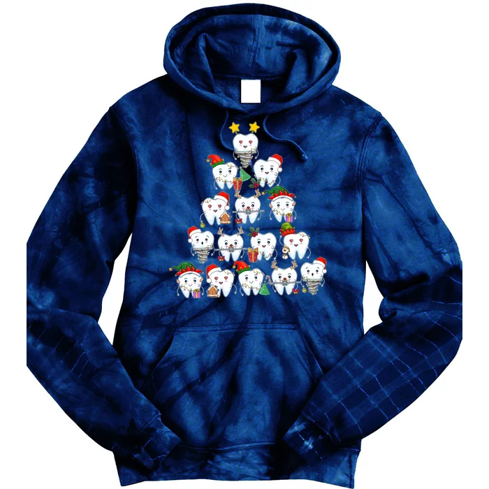 Funny Cute Christmas Dentistree Tooth Tree Tie Dye Hoodie