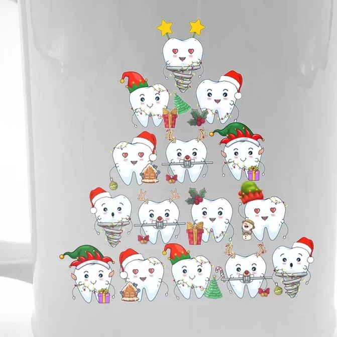 Funny Cute Christmas Dentistree Tooth Tree Front & Back Beer Stein