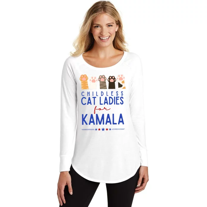 Funny Childless Cat Ladies For Kamala Harris 2024 President Women's Perfect Tri Tunic Long Sleeve Shirt