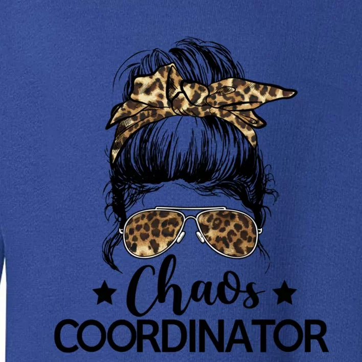 Funny Chaos Coordinator Leopard Messy Bun Boss Lady Cute Gift Toddler Sweatshirt