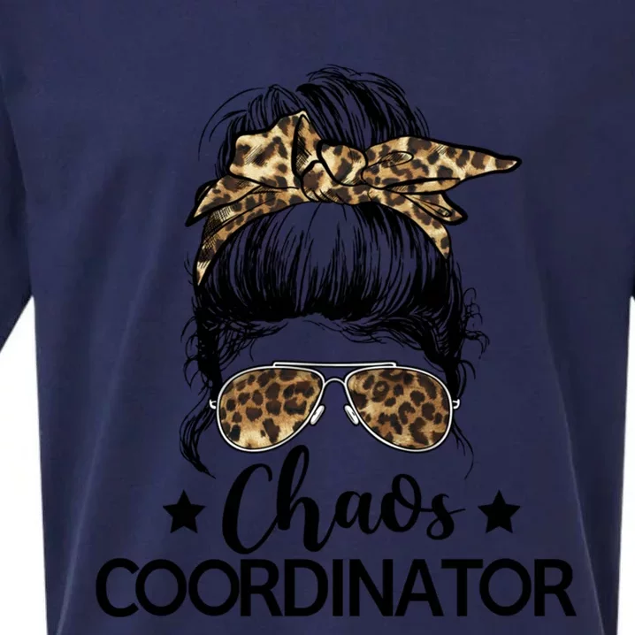 Funny Chaos Coordinator Leopard Messy Bun Boss Lady Cute Gift Sueded Cloud Jersey T-Shirt