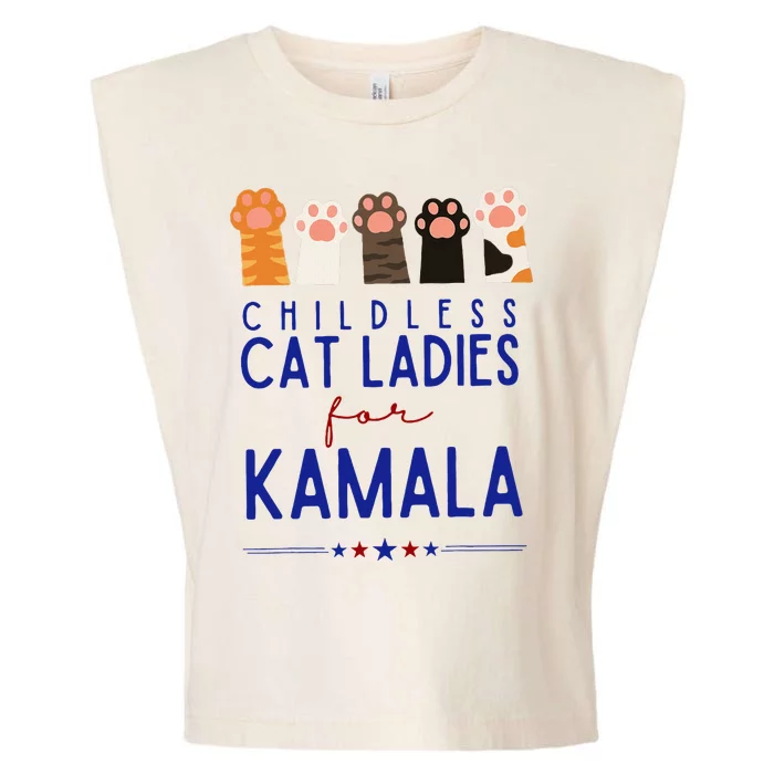 Funny Childless Cat Ladies For Kamala Harris 2024 Garment-Dyed Women's Muscle Tee