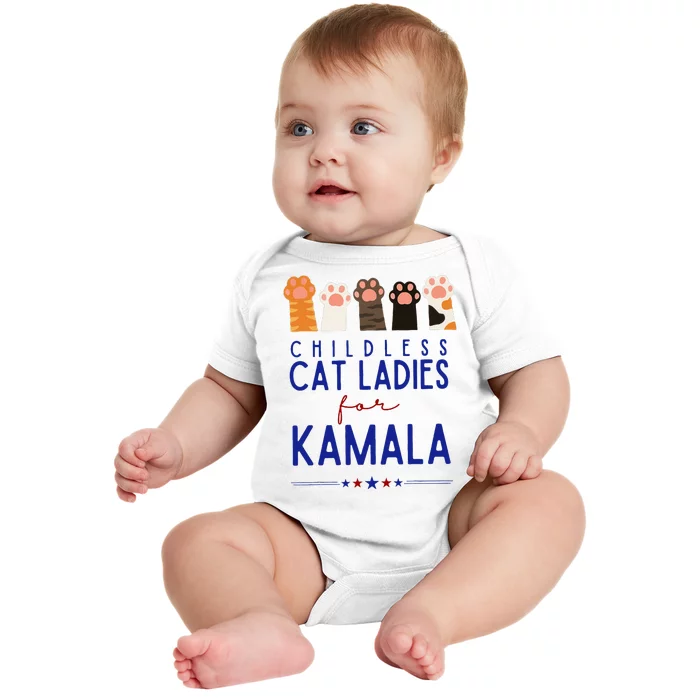 Funny Childless Cat Ladies For Kamala Harris 2024 Baby Bodysuit