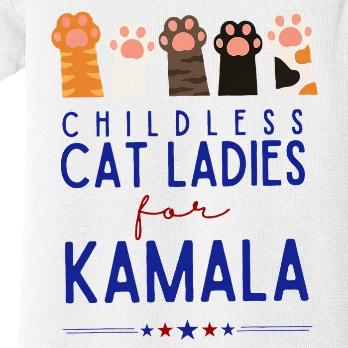 Funny Childless Cat Ladies For Kamala Harris 2024 Baby Bodysuit