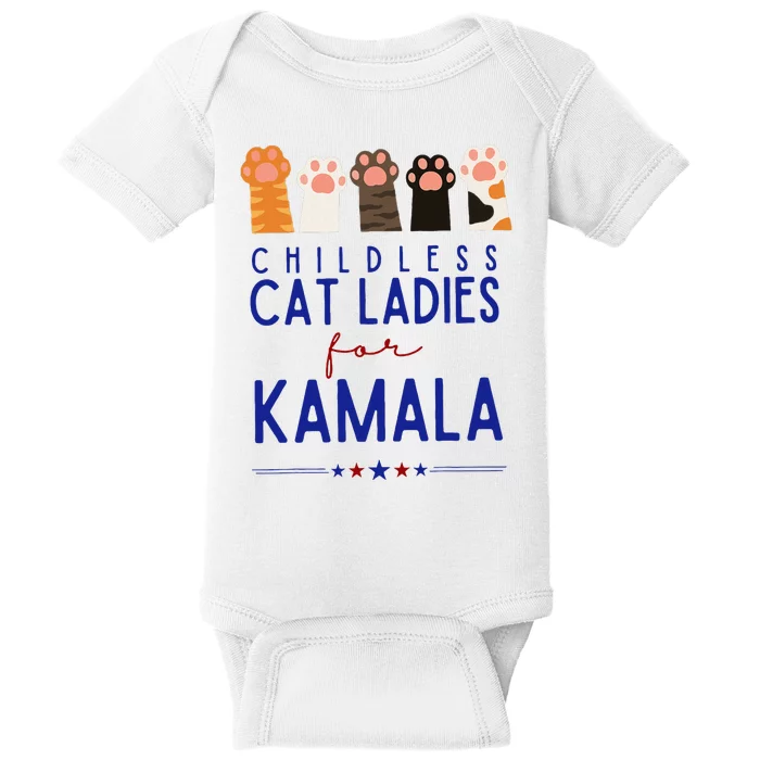 Funny Childless Cat Ladies For Kamala Harris 2024 Baby Bodysuit