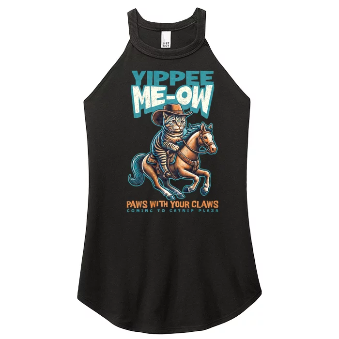 Funny Cat Cowboy Yippee Meow Women’s Perfect Tri Rocker Tank