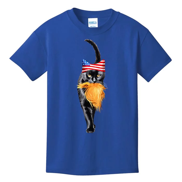 Funny Childless Cat Lady With Trump Hair Vote Kamala 2024 Kids T-Shirt