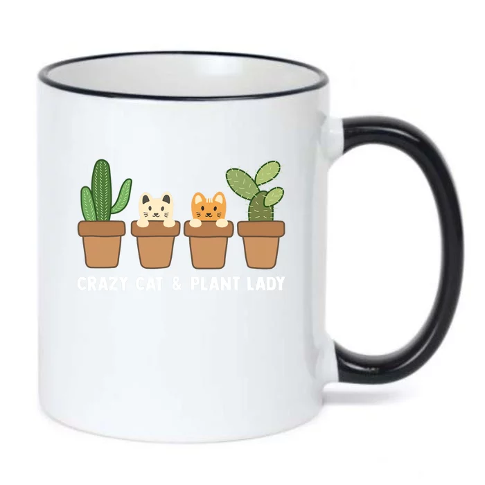 Funny Crazy Cat & Plant Lady Cactus Pet Lover Mom Gag Outfit Black Color Changing Mug