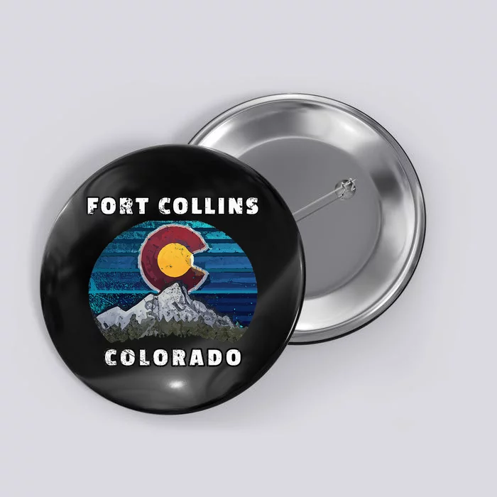 Fort Collins Colorado Flag Mountain Button