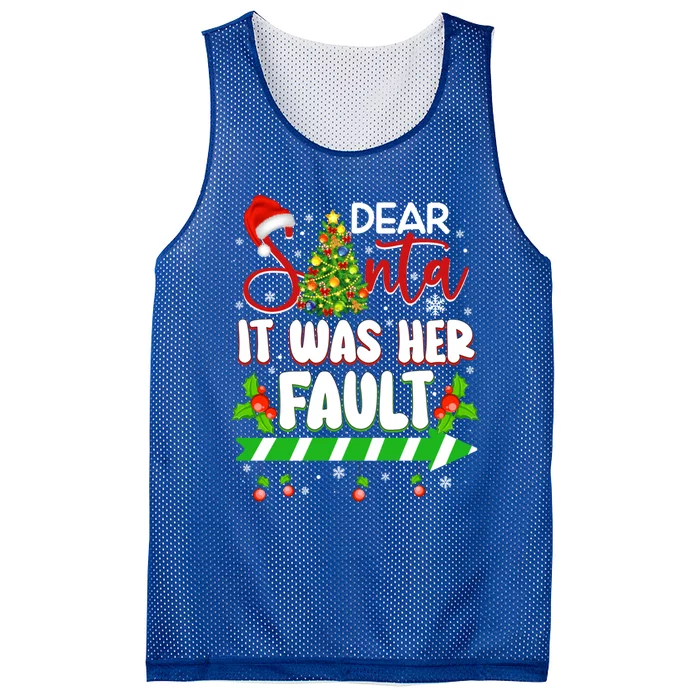 Funny Christmas Couples Gift Dear Santa It Was Her Fault Cute Gift Mesh Reversible Basketball Jersey Tank