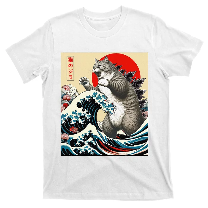 Funny Catzilla Cat Japanese Art Cat Gifts T-Shirt