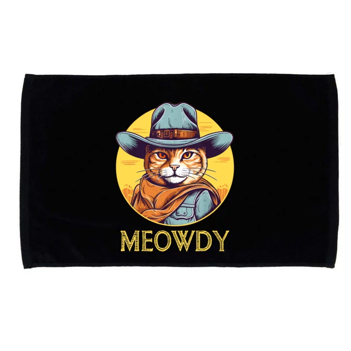 Funny Cat Cowboy Cowgirl Meow Howdy Meowdy Microfiber Hand Towel