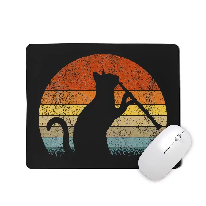 Funny Clarinet Cat Clarinet Player Musician Retro Vintage Mousepad