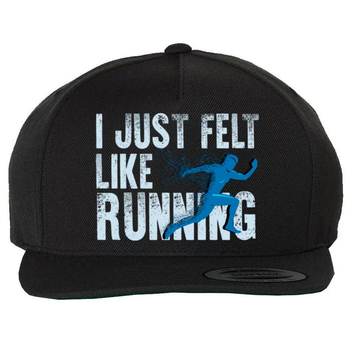 Funny Cross Country Gift I Just Felt Like Running Meaningful Gift Wool Snapback Cap