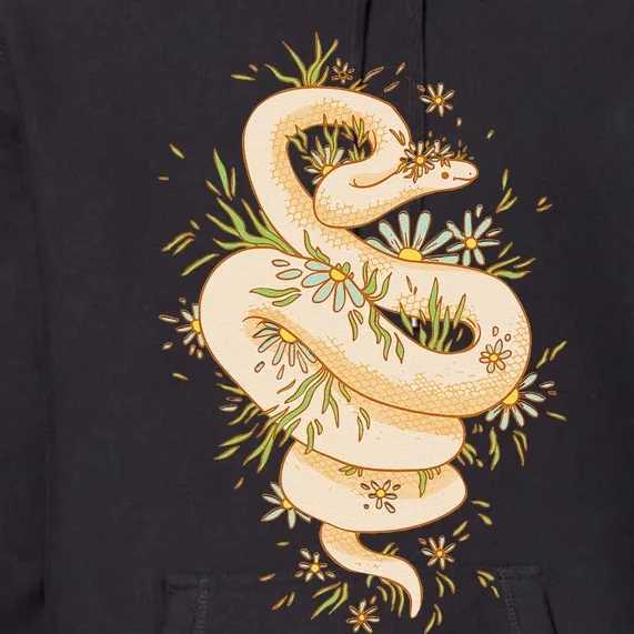 Funny Cute Cottagecore Aesthetic Snake Floral Premium Hoodie