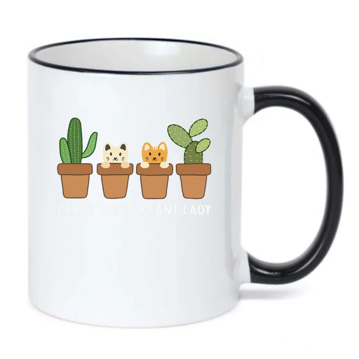 Funny Crazy Cat & Plant Lady Cactus Pet Lover Mom Gag Outfit Black Color Changing Mug