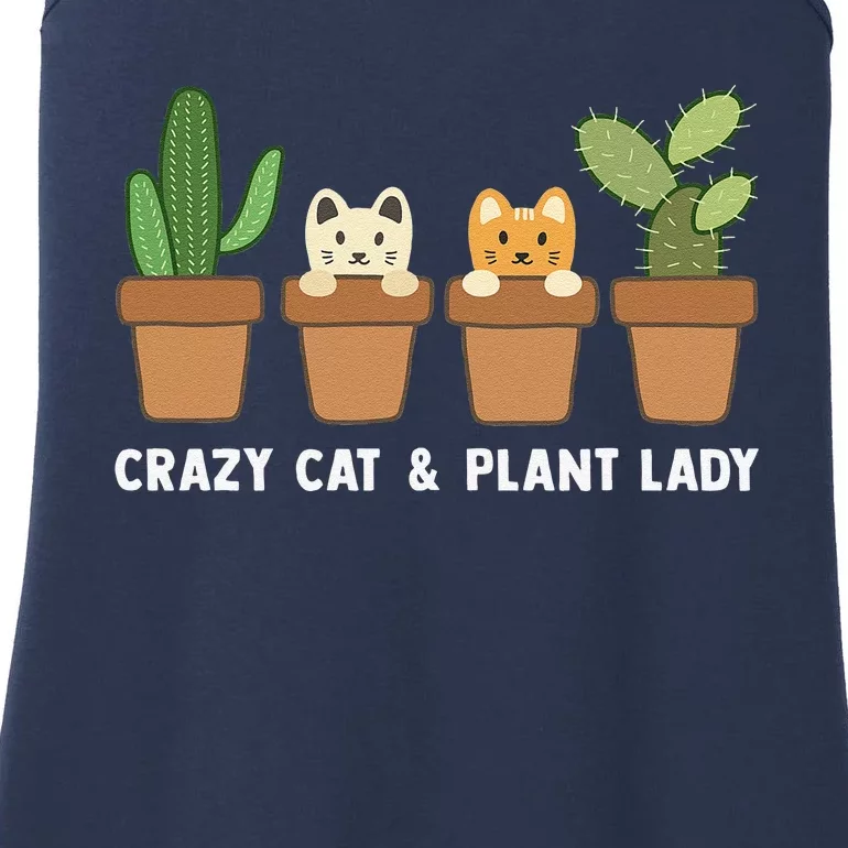 Funny Crazy Cat & Plant Lady Cactus Pet Lover Mom Gag Outfit Ladies Essential Tank