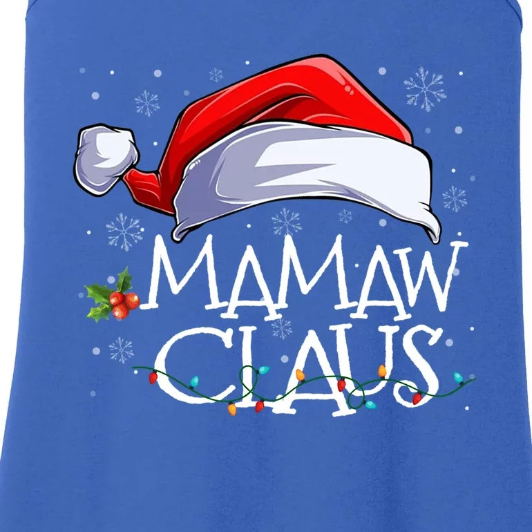 Funny Christmas Cute Hat Santa Mamaw Claus Family Pajamas Cute Gift Ladies Essential Tank