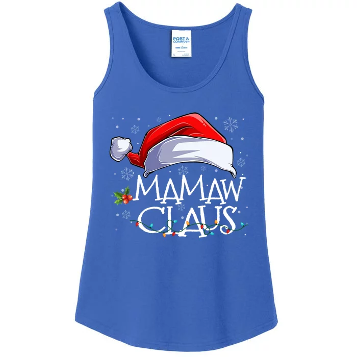 Funny Christmas Cute Hat Santa Mamaw Claus Family Pajamas Cute Gift Ladies Essential Tank