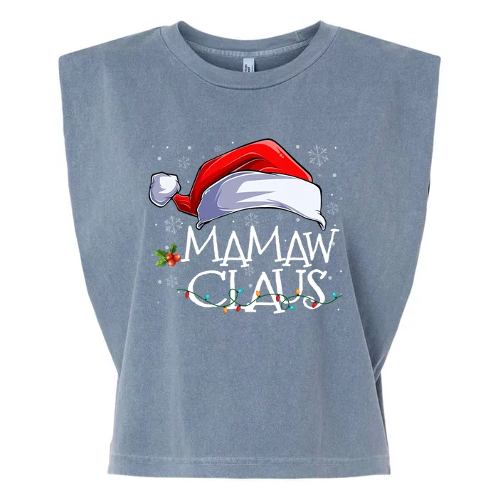 Funny Christmas Cute Hat Santa Mamaw Claus Family Pajamas Cute Gift Garment-Dyed Women's Muscle Tee