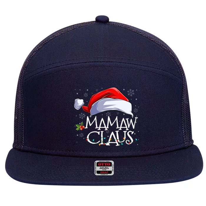 Funny Christmas Cute Hat Santa Mamaw Claus Family Pajamas Cute Gift 7 Panel Mesh Trucker Snapback Hat