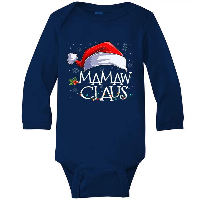 Funny Christmas Cute Hat Santa Mamaw Claus Family Pajamas Cute Gift Baby Long Sleeve Bodysuit