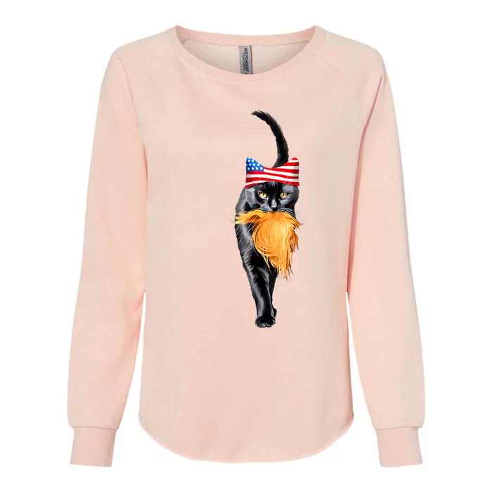 Funny Childless Cat Lady With Trump Hair Vote Kamala 2024 Womens California Wash Sweatshirt