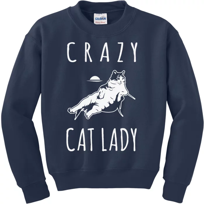 Funny Crazy Cat Lady Meow Kitty Funny Cats Mom And Cat Dad Kids Sweatshirt