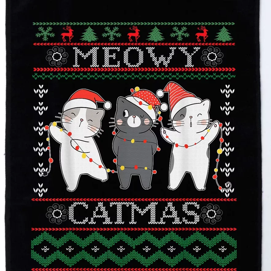 Funny Christmas Cat Matching Family Pajamas Meowy Catmas Platinum Collection Golf Towel