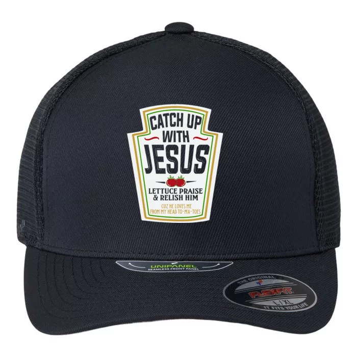 Funny Christian Christian Gifts Catch Up With Jesus Flexfit Unipanel Trucker Cap