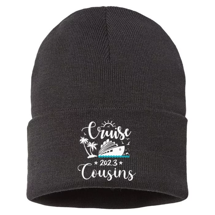 Funny cruising cousins matching cousin family Sustainable Knit Beanie