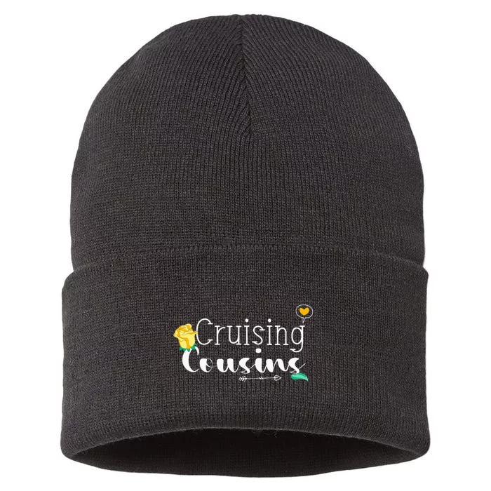 funny cruising cousins matching cousin family Sustainable Knit Beanie