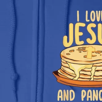 Funny Christian Cross I Love Jesus And Pancakes Lover Full Zip Hoodie