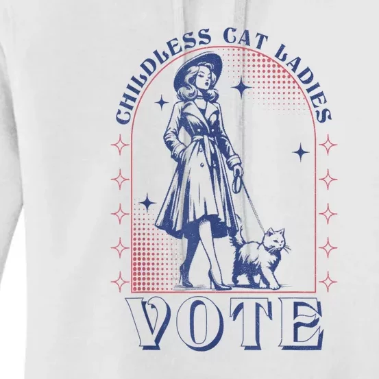 Funny Childless Cat Ladies Vote Kamala Harris 2024 Usa For Woman Gift Women's Pullover Hoodie