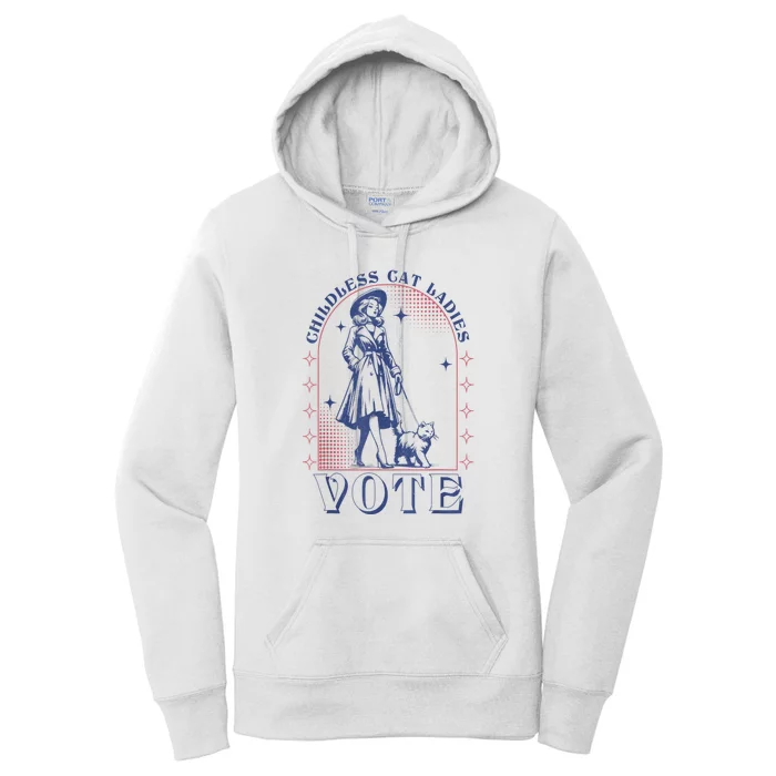 Funny Childless Cat Ladies Vote Kamala Harris 2024 Usa For Woman Gift Women's Pullover Hoodie