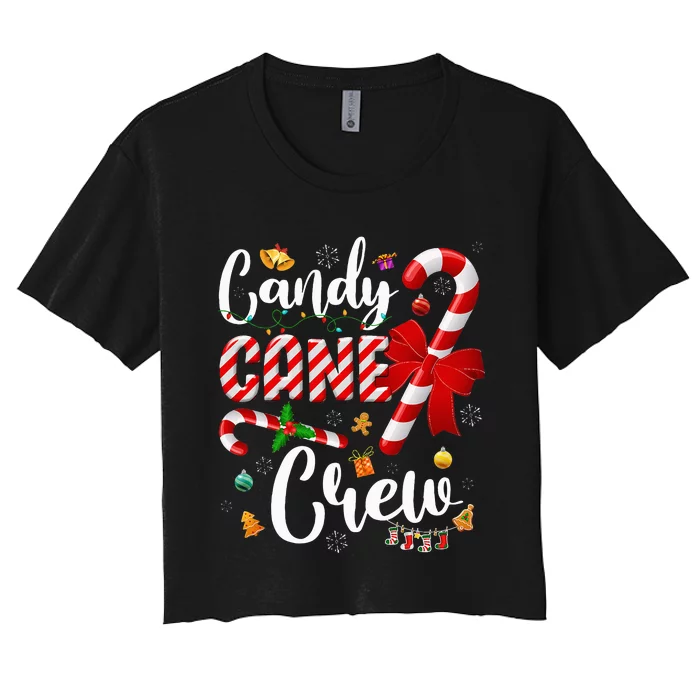 Funny Candy Cane Crew Christmas Sweet Candy Light Lover Women's Crop Top Tee