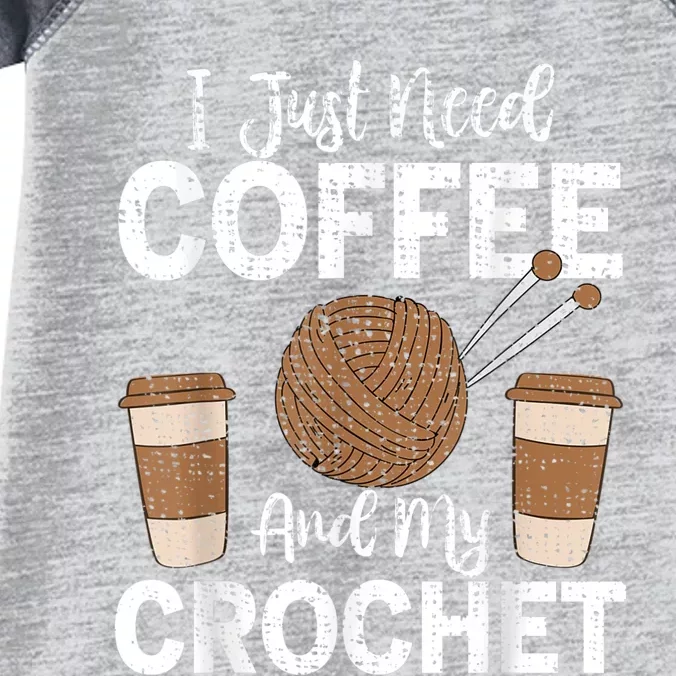 Funny Cute Crochet I Just Need Coffee And My Crochet Infant Baby Jersey Bodysuit