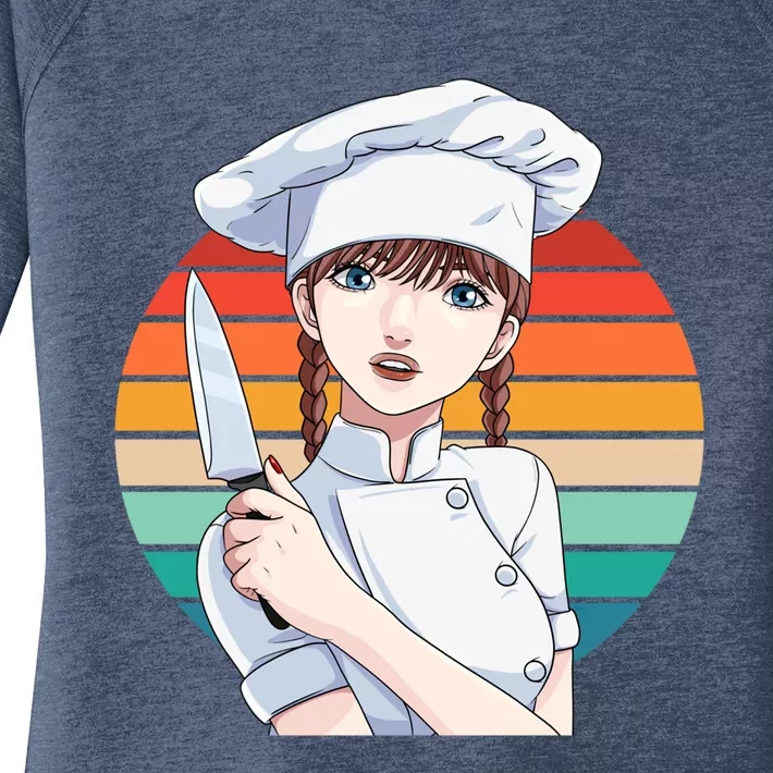 Female Cook Culinary Kitchen Chef Cooking Gourmet Gift Women's Perfect Tri Tunic Long Sleeve Shirt