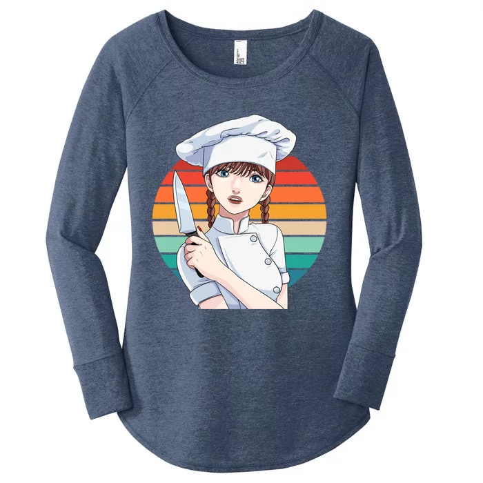 Female Cook Culinary Kitchen Chef Cooking Gourmet Gift Women's Perfect Tri Tunic Long Sleeve Shirt