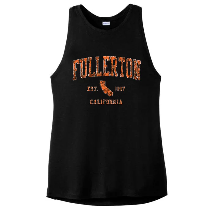 Fullerton California Ca Vintage Ladies Tri-Blend Wicking Tank