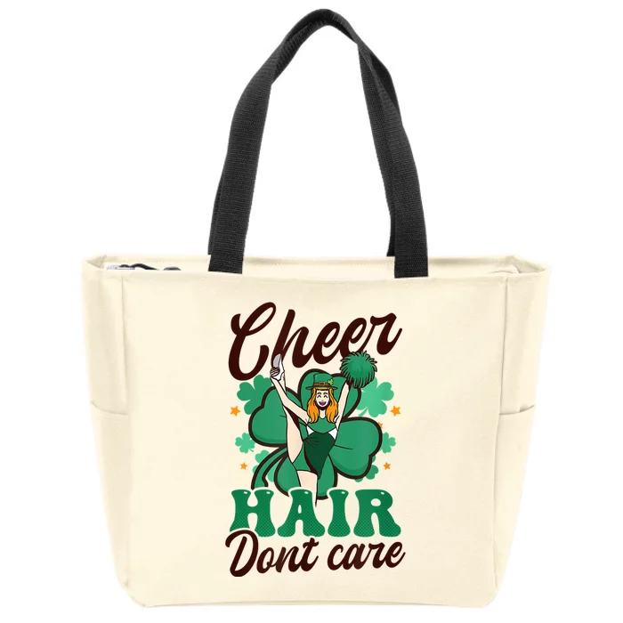 Funny Cheerleader Cheer Hair Don’t Care St. Patricks Cheerleading Zip Tote Bag