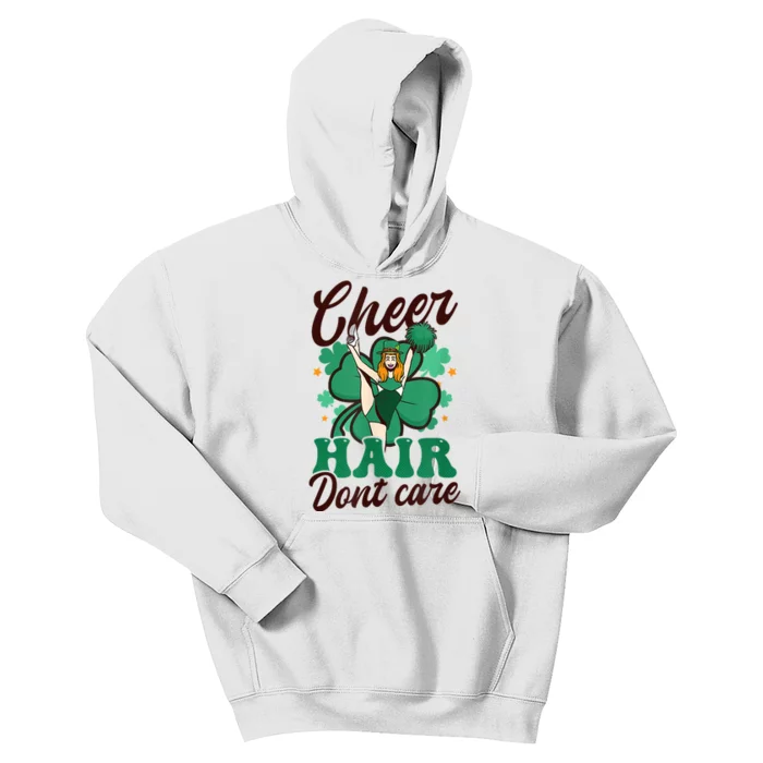 Funny Cheerleader Cheer Hair Don’t Care St. Patricks Cheerleading Kids Hoodie