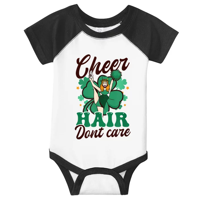 Funny Cheerleader Cheer Hair Don’t Care St. Patricks Cheerleading Infant Baby Jersey Bodysuit