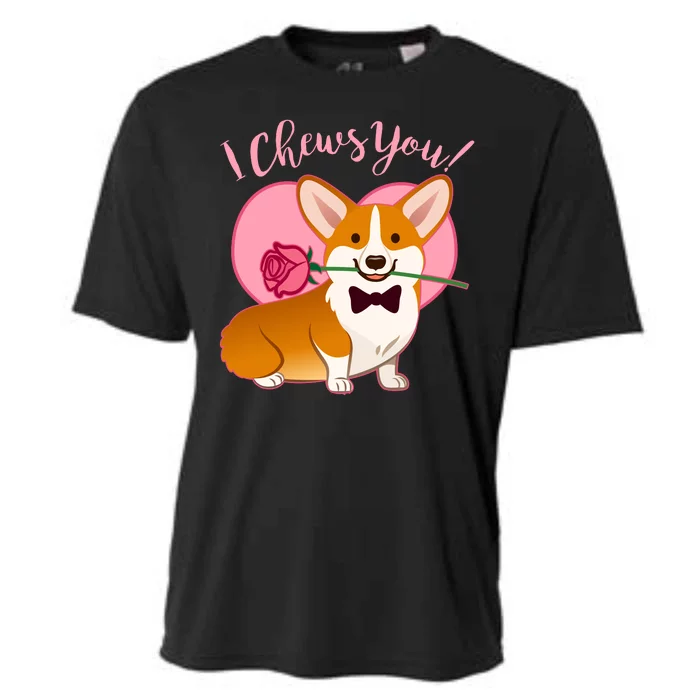 Funny Cute Corgi Valentine I Chews You Cooling Performance Crew T-Shirt