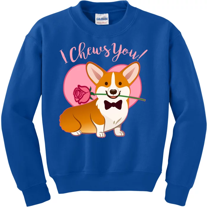 Funny Cute Corgi Valentine I Chews You Kids Sweatshirt