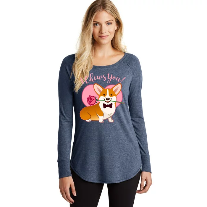 Funny Cute Corgi Valentine I Chews You Women's Perfect Tri Tunic Long Sleeve Shirt