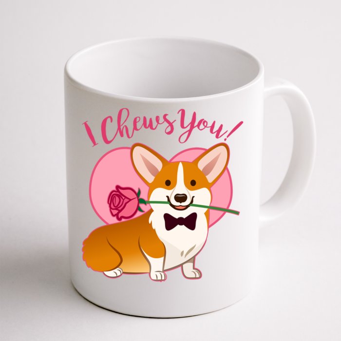 Funny Cute Corgi Valentine I Chews You Front & Back Coffee Mug